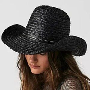 Awesome Free People Fame Cowboy Hat w/ detailed leather trim New W/Tags